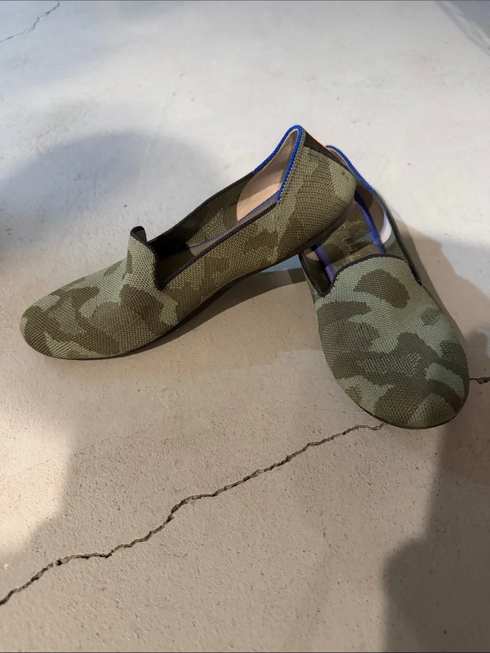 Rothy's Olive Camo Knit Slip-On Loafers